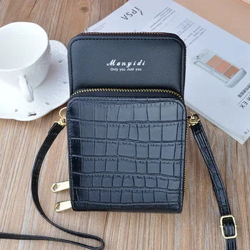 Yeni cep telefonu çantası kadın Mini askılı çanta dikey askılı çanta basit omuz çantası basit moda Fermuar Cüzdan