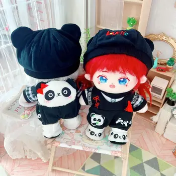 Yeni Varış 20 cm 5 adet/takım Hiçbir Özellik oyuncak bebek giysileri Peluş Bebek Kıyafet Rahat Tarzı Panda Takım Elbise Şapka T-shirt Önlük Ayakkabı Çünkü Takım Elbise