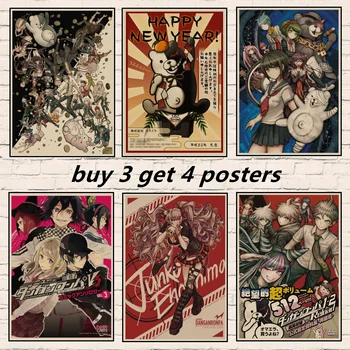YENİ Anime Oyun Posteri Danganronpa Retro Vintage Posterler Kraft Kağıt Baskılar Ev Odası Bar Duvar Dekor Poster Sanat Boyama Dekor
