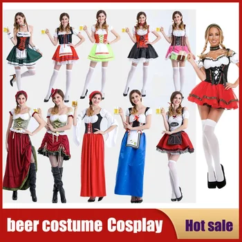 Yetişkin Kadın Oktoberfest Dirndl Kostüm Bavyera Bira Partisi Karnaval Garson Elbise Wench Hizmetçi Lolita Etek Cosplay Fantasia Kıyafet