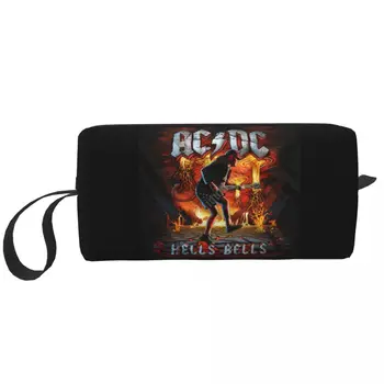 Özel Vintage Kaya AC DC makyaj çantası Ağır Metal Müzik Grubu Kozmetik Makyaj Organizatör Bayanlar Güzellik Depolama Dopp Kiti Durumda