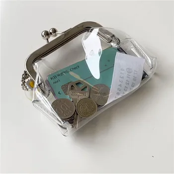 Şeffaf bozuk para cüzdanı Ruj Kredi KİMLİK Kartı Demir Ağız Klip Banka Kartı Otobüs Kartı kart tutucu Değişim Kılıfı Çanta Küçük Cüzdan