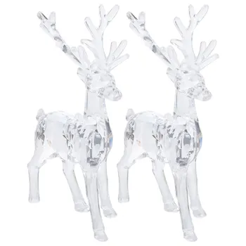 2 adet Kristal Geyik Elk Figürler Temizle Hayvan Şekilli Minyatürleri Şeffaf Heykel Süsler Ev Ofis Masaüstü Dekor Hediyeler