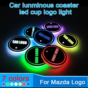 2 ADET Led logo ışığı Mazda 3 6 İçin FL CX5 CX-7 2 8 Axela Atenza Su Coaster Atmosfer Lambası USB 7 Renk Aksesuarları