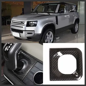 2020-2021 Land Rover Defender 110 için gerçek karbon fiber araba merkezi konsol vites kapağı sticker araba iç aksesuarları