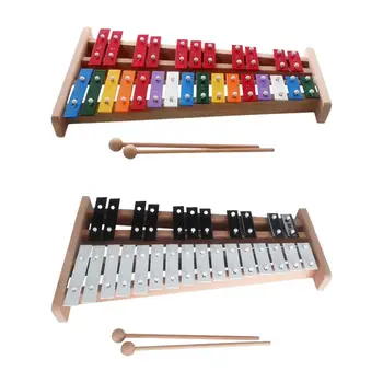 27 Not Glockenspiel Ksilofon Eğitim Perküsyon Ahşap Taban alüminyum Çubuklar 2 Çekiç Hafif Yeni Başlayanlar için Kompakt