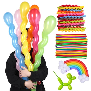50/100 adet Balon Uzun Şerit Spiral Balon Renk Lateks Toplama Parti Doğum Günü Düğün Dekorasyon Malzemeleri Balon Tasarım TMZ