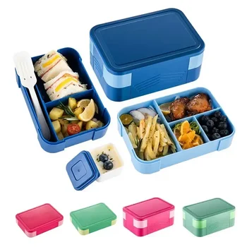 BPA Ücretsiz Bento Kutusu Sızdırmaz Mikrodalga ısıtılabilir yemek kutusu Kaşık Çatal Sos Kutusu Yetişkin çocuklar için Gıda Saklama Kabı