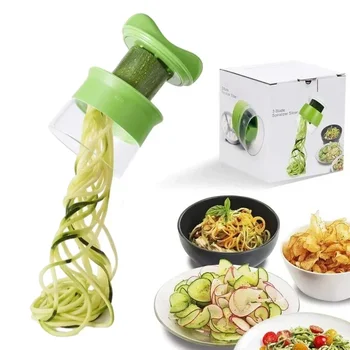 El Spiralizer Sebze Meyve Dilimleme Ayarlanabilir Spiral Rende Kesici Salata Araçları Döner Rende Mutfak Eşyaları aksesuarları