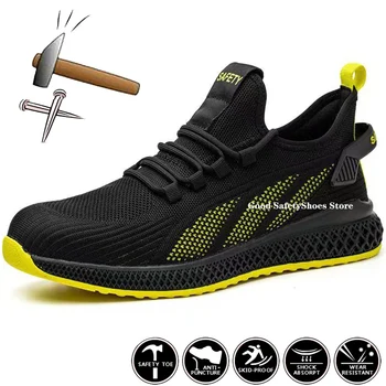 Erkekler Spor Güvenlik ayakkabıları Kadın İş Sneakers Nefes Anti-Smash Koruyucu Ayakkabı Erkek Hafif iş ayakkabısı Erkek Güvenlik Botları