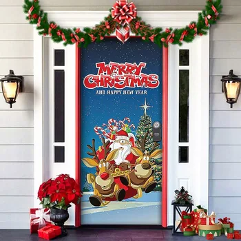 Noel Kapı Kapak Dekorasyon Santa Noel Zemin Afiş Parti ev kapısı Kabus Önce Noel açık hava süslemeleri