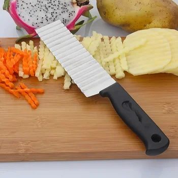 Patates Fransız Kızartma Kesici Paslanmaz Çelik testere dişli bıçak Dilimleme sebze Meyve dilimleme Dalga Bıçak Kıyıcı Mutfak Aksesuarları