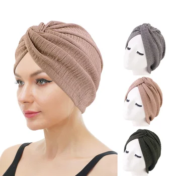 Yeni Kadın büküm Düğüm Türban Elastik Kemo kap Başörtüsü Bonnet Şapkalar Bere Kap Şapka Kanser Hastası için Saç Dökülmesi Aksesuarları